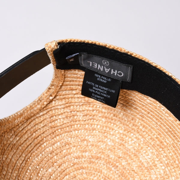 新品未使用品 CHANEL シャネル ストロー ブレード キャップ ココマーク ベージュ ポリエステル サイズM 中古 4a001035