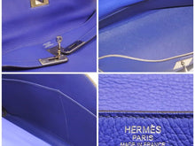 Load image into Gallery viewer, 新品同様 HERMES エルメス ケリー35 バッグ 内縫い ブルーエレクトリック □0刻 トリヨン シルバー金具 34971 中古