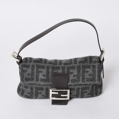 FENDI フェンディ マンマバケット ワンショルダーバッグ ズッキーノ ウール グレー 美品 中古 4a000498