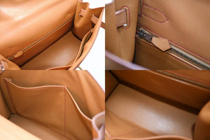 極美品 HERMES エルメス ケリー32 外縫い ナチュラル レッドステッチ □B刻印 ゴールド金具 トワルアッシュ レザー ハンドバッグ 2WAY 中古 4b012848