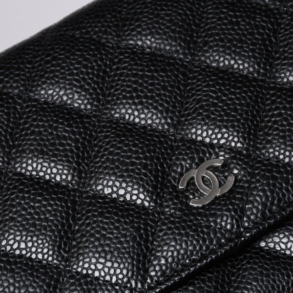 新品同様 CHANEL シャネル チェーンウォレット 長財布 AP0250 29番台 ココマーク キャビアスキン ブラック シルバー金具 中古 4a000415