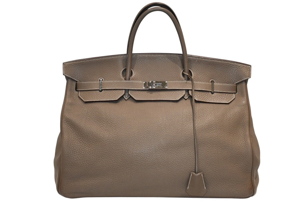 極美品 激レア HERMES エルメス BIRKIN バーキン50 ハンドバッグ トリヨンクレマンス エトゥープ シルバー金具 □M刻印 中古 4b012805