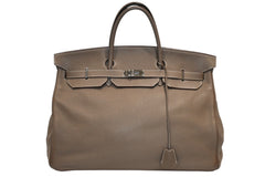 極美品 激レア HERMES エルメス BIRKIN バーキン50 ハンドバッグ トリヨンクレマンス エトゥープ シルバー金具 □M刻印 中古 4b012805