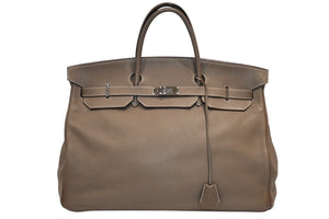 極美品 激レア HERMES エルメス BIRKIN バーキン50 ハンドバッグ トリヨンクレマンス エトゥープ シルバー金具 □M刻印 中古 4b012805