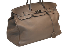極美品 激レア HERMES エルメス BIRKIN バーキン50 ハンドバッグ トリヨンクレマンス エトゥープ シルバー金具 □M刻印 中古 4b012805