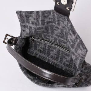 FENDI フェンディ マンマバケット ワンショルダーバッグ ズッキーノ ウール グレー 美品 中古 4a000498