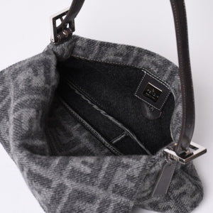 FENDI フェンディ マンマバケット ワンショルダーバッグ ズッキーノ ウール グレー 美品 中古 4a000498
