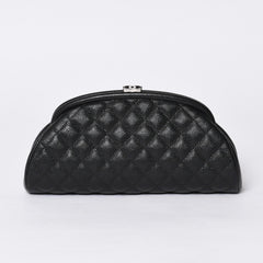 New and unused CHANEL Timeless Classic Clutch Bag No. 19 Coco Mark Caviar Skin Quilted Silver Hardware Used 4a000473