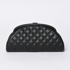 New and unused CHANEL Timeless Classic Clutch Bag No. 19 Coco Mark Caviar Skin Quilted Silver Hardware Used 4a000473