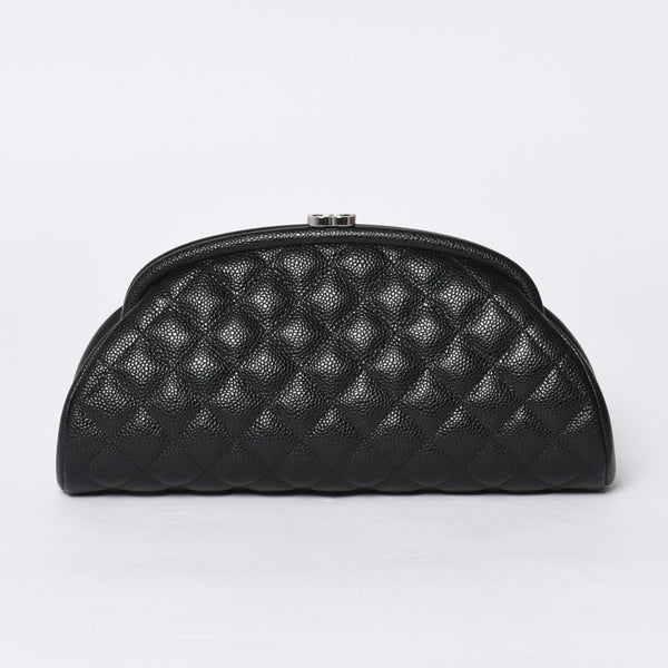 New and unused CHANEL Timeless Classic Clutch Bag No. 19 Coco Mark Caviar Skin Quilted Silver Hardware Used 4a000473