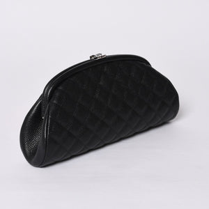 New and unused CHANEL Timeless Classic Clutch Bag No. 19 Coco Mark Caviar Skin Quilted Silver Hardware Used 4a000473