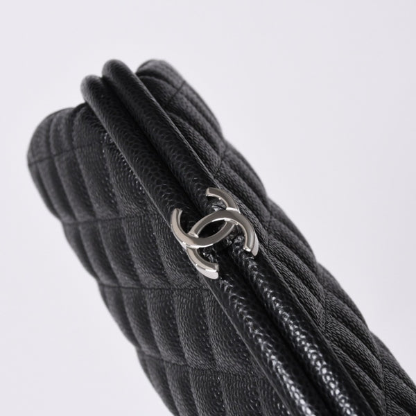 New and unused CHANEL Timeless Classic Clutch Bag No. 19 Coco Mark Caviar Skin Quilted Silver Hardware Used 4a000473