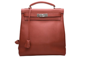 極美品 HERMES エルメス ケリーアドGM リュックサック バッグパック トゴ ルージュアッシュ ◽︎D刻印 シルバー金具 中古 4b012825