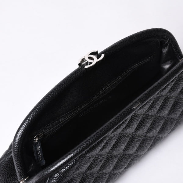 New and unused CHANEL Timeless Classic Clutch Bag No. 19 Coco Mark Caviar Skin Quilted Silver Hardware Used 4a000473
