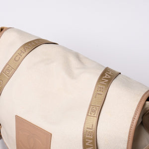Very Good Condition CHANEL CHANEL Sports Line Messenger Bag No. 10 Coco Mark Beige Leather Canvas Metal Fiber Used 4a000138