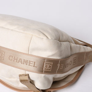 Very Good Condition CHANEL CHANEL Sports Line Messenger Bag No. 10 Coco Mark Beige Leather Canvas Metal Fiber Used 4a000138