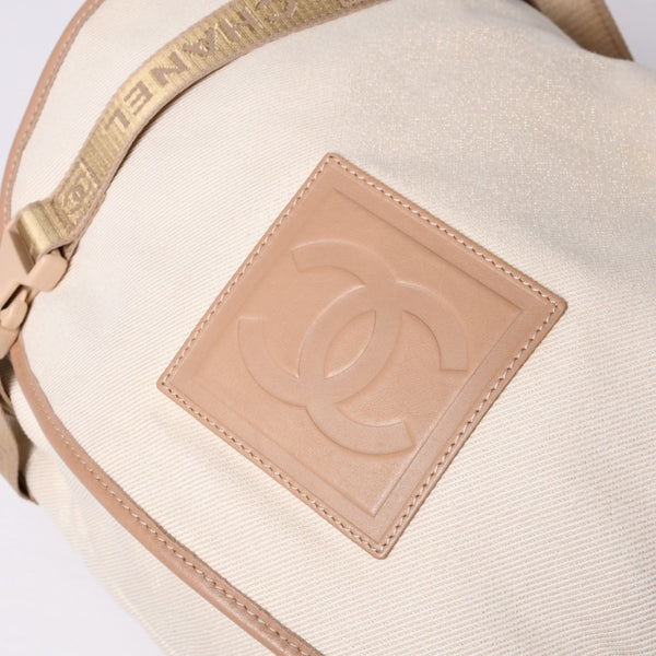 Very Good Condition CHANEL CHANEL Sports Line Messenger Bag No. 10 Coco Mark Beige Leather Canvas Metal Fiber Used 4a000138