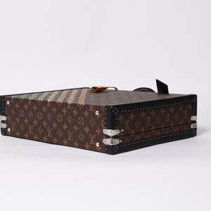 新品同様 LOUIS VUITTON ルイヴィトン オーダー トランクケース 45 プレジデント モノグラムイリュージョン ブラウン 中古 4b009465