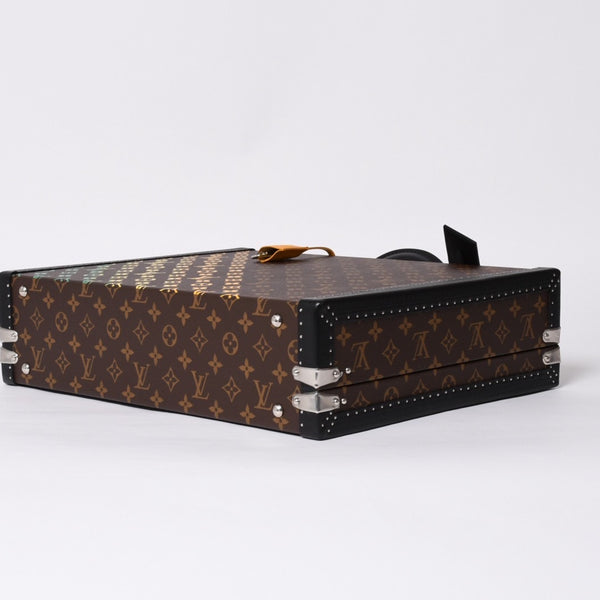 新品同様 LOUIS VUITTON ルイヴィトン オーダー トランクケース 45 プレジデント モノグラムイリュージョン ブラウン 中古 4b009465