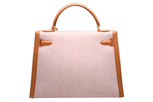Load image into Gallery viewer, 極美品 HERMES エルメス ケリー32 外縫い ナチュラル レッドステッチ □B刻印 ゴールド金具 トワルアッシュ レザー ハンドバッグ 2WAY 中古 4b012848
