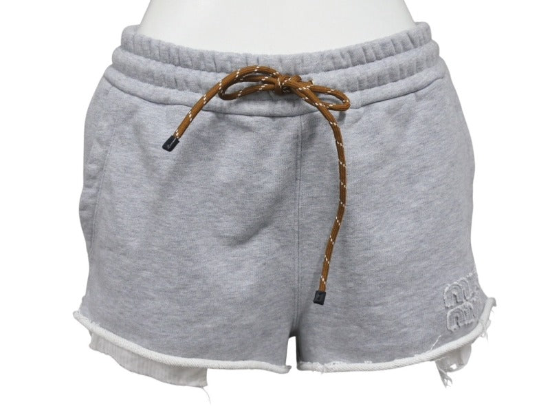 Miu Miu ミュウ ミュウ ショートパンツ Cotton fleece shorts コットンフリース ショーツ グレー ウール サイズ38 MJP321 美品 中古 4b006298