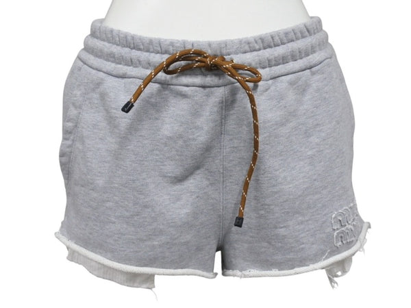 Miu Miu ミュウ ミュウ ショートパンツ Cotton fleece shorts コットンフリース ショーツ グレー ウール サイズ38 MJP321 美品 中古 4b006298