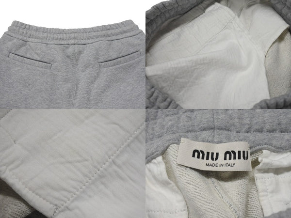 Miu Miu ミュウ ミュウ ショートパンツ Cotton fleece shorts コットンフリース ショーツ グレー ウール サイズ38 MJP321 美品 中古 4b006298