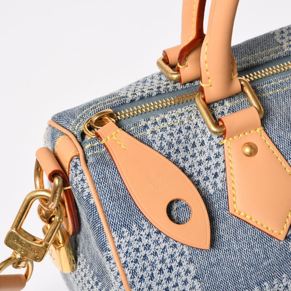 極美品 LOUIS VUITTON ルイヴィトン スピーディ バンドリエール 25 ダミエ デニム N40700 ゴールド金具 中古 4a004082