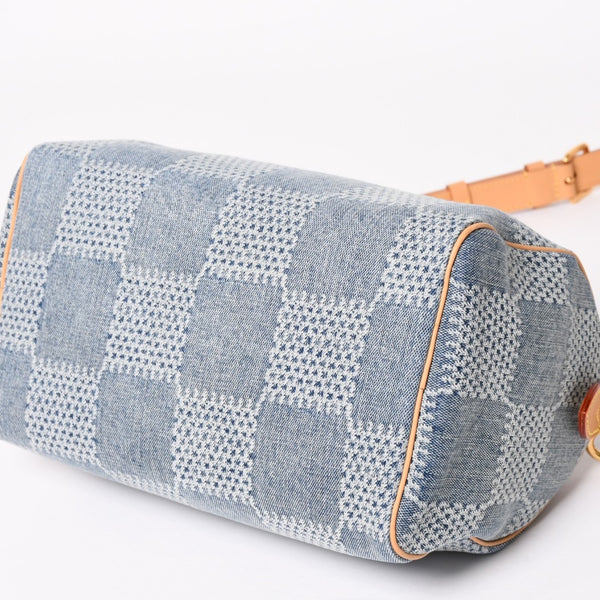 極美品 LOUIS VUITTON ルイヴィトン スピーディ バンドリエール 25 ダミエ デニム N40700 ゴールド金具 中古 4a004082