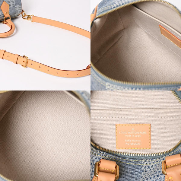 極美品 LOUIS VUITTON ルイヴィトン スピーディ バンドリエール 25 ダミエ デニム N40700 ゴールド金具 中古 4a004082
