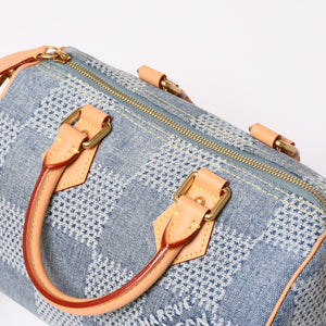 極美品 LOUIS VUITTON ルイヴィトン スピーディ バンドリエール 25 ダミエ デニム N40700 ゴールド金具 中古 4a004082