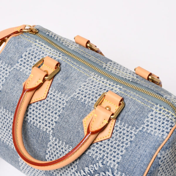 極美品 LOUIS VUITTON ルイヴィトン スピーディ バンドリエール 25 ダミエ デニム N40700 ゴールド金具 中古 4a004082