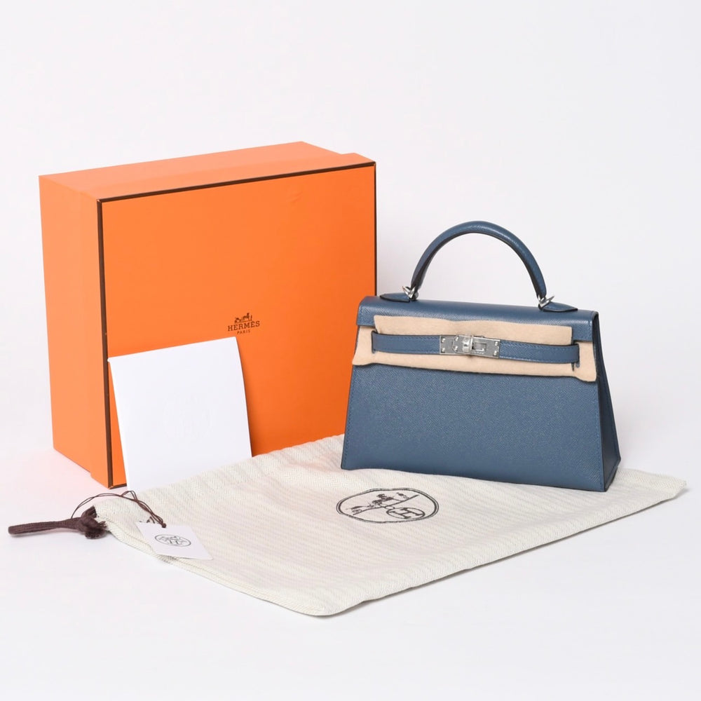 新品未使用 エルメス HERMES G刻印 ミニケリー2 ブルータンペット マダム 外縫 2WAY ショルダーバッグ 中古 4a001396