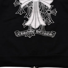 画像をギャラリービューアに読み込む, CHROME HEARTS クロムハーツ セメタリークロスジップアップパーカー CHクロス セメタリークロス シルバー金具 ブラック 黒 美品 中古 4a002033