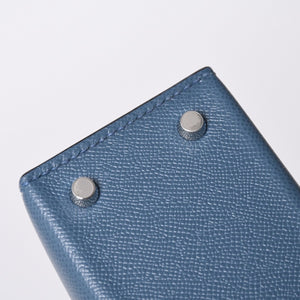 New and unused Hermes G engraved Mini Kelly 2 Blue Tanpet Madame Outer Sewing 2WAY Shoulder Bag Used 4a001396