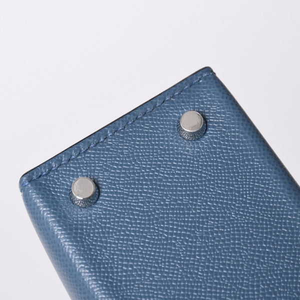 New and unused Hermes G engraved Mini Kelly 2 Blue Tanpet Madame Outer Sewing 2WAY Shoulder Bag Used 4a001396