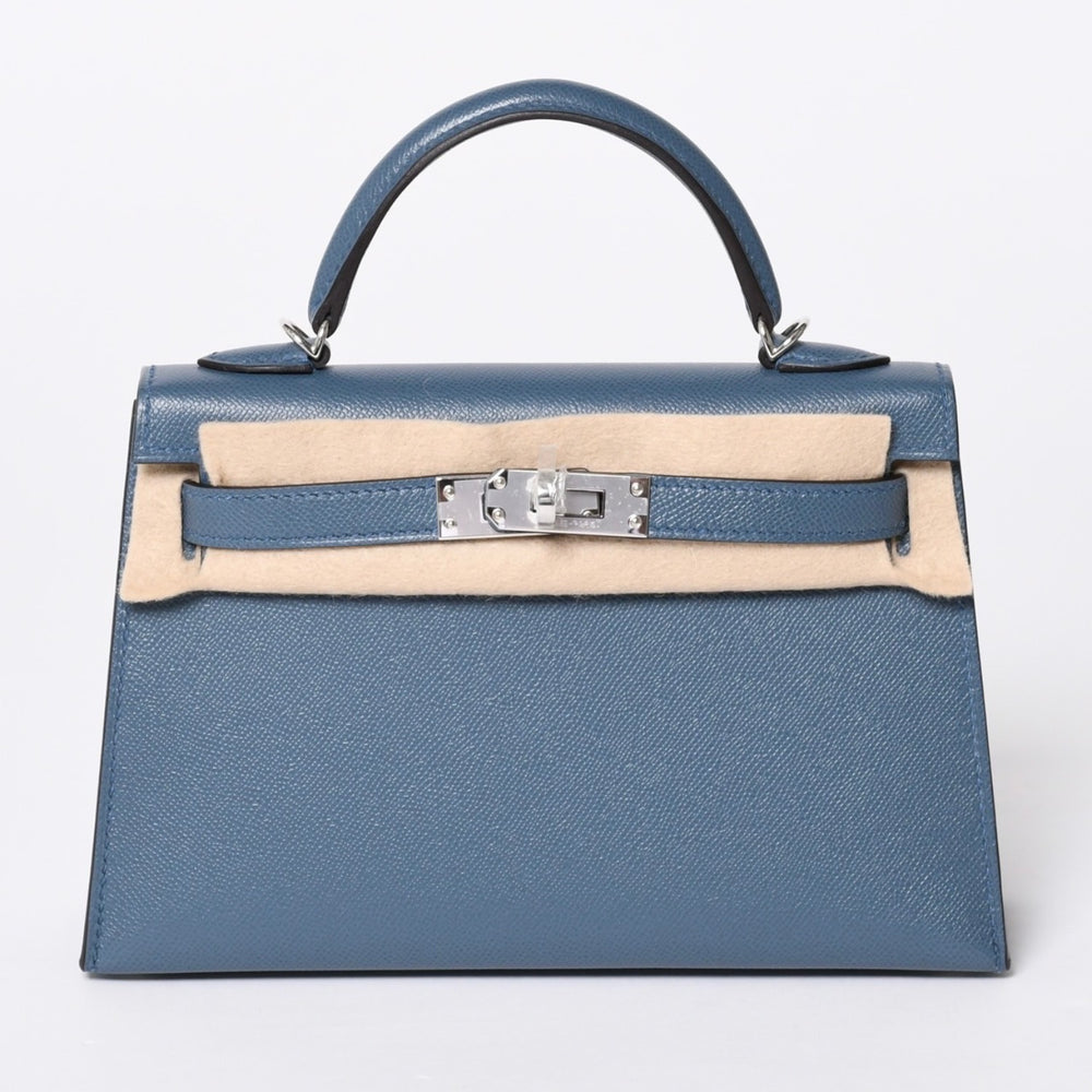 新品未使用 エルメス HERMES G刻印 ミニケリー2 ブルータンペット マダム 外縫 2WAY ショルダーバッグ 中古 4a001396