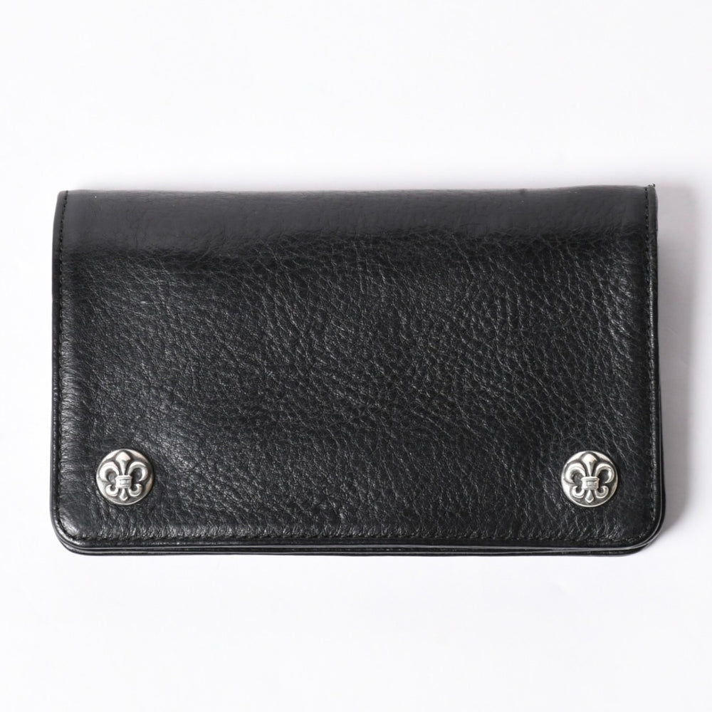 Very good condition CHROME HEARTS 1ZIP BS FLEUR BUTTON WALLET 1 zip BS flare button bifold wallet leather wallet used 4a001764