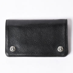 Very good condition CHROME HEARTS 1ZIP BS FLEUR BUTTON WALLET 1 zip BS flare button bifold wallet leather wallet used 4a001764