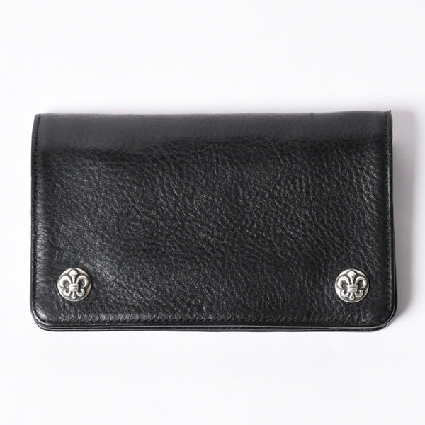 Very good condition CHROME HEARTS 1ZIP BS FLEUR BUTTON WALLET 1 zip BS flare button bifold wallet leather wallet used 4a001764