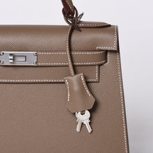 画像をギャラリービューアに読み込む, 新品未使用 HERMES エルメス ケリー28 外縫い エトゥープ B刻印 ヴォーエプソン シルバー金具 ハンドバッグ 中古 4a001067
