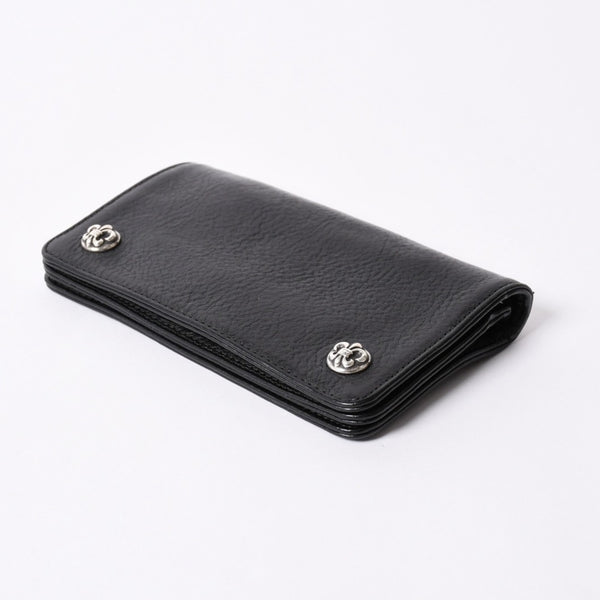 Very good condition CHROME HEARTS 1ZIP BS FLEUR BUTTON WALLET 1 zip BS flare button bifold wallet leather wallet used 4a001764
