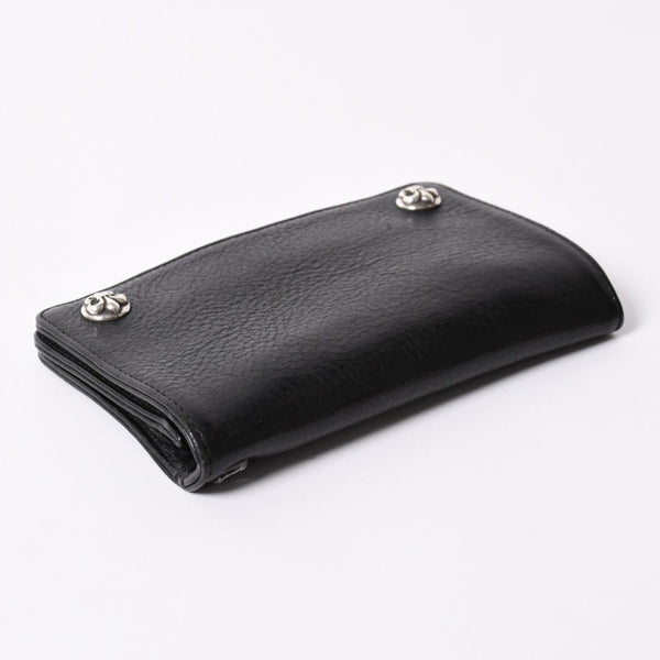 Very good condition CHROME HEARTS 1ZIP BS FLEUR BUTTON WALLET 1 zip BS flare button bifold wallet leather wallet used 4a001764