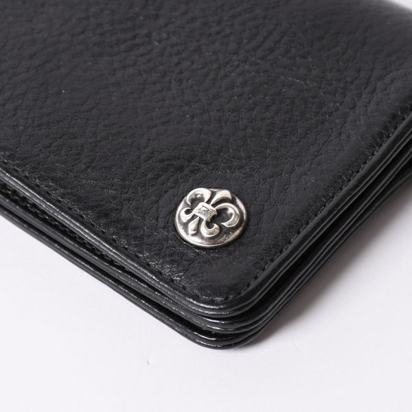 Very good condition CHROME HEARTS 1ZIP BS FLEUR BUTTON WALLET 1 zip BS flare button bifold wallet leather wallet used 4a001764