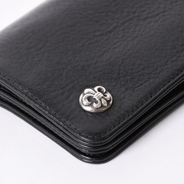 Very good condition CHROME HEARTS 1ZIP BS FLEUR BUTTON WALLET 1 zip BS flare button bifold wallet leather wallet used 4a001764