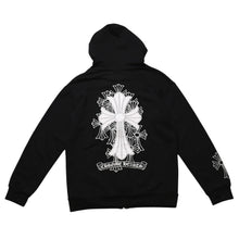 画像をギャラリービューアに読み込む, CHROME HEARTS クロムハーツ セメタリークロスジップアップパーカー CHクロス セメタリークロス シルバー金具 ブラック 黒 美品 中古 4a002033