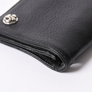 Very good condition CHROME HEARTS 1ZIP BS FLEUR BUTTON WALLET 1 zip BS flare button bifold wallet leather wallet used 4a001764