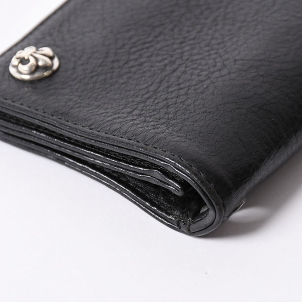Very good condition CHROME HEARTS 1ZIP BS FLEUR BUTTON WALLET 1 zip BS flare button bifold wallet leather wallet used 4a001764