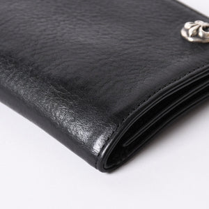 Very good condition CHROME HEARTS 1ZIP BS FLEUR BUTTON WALLET 1 zip BS flare button bifold wallet leather wallet used 4a001764