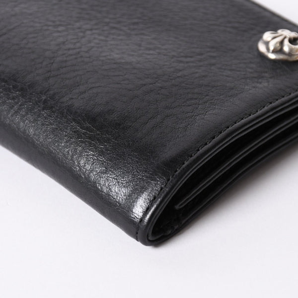 Very good condition CHROME HEARTS 1ZIP BS FLEUR BUTTON WALLET 1 zip BS flare button bifold wallet leather wallet used 4a001764